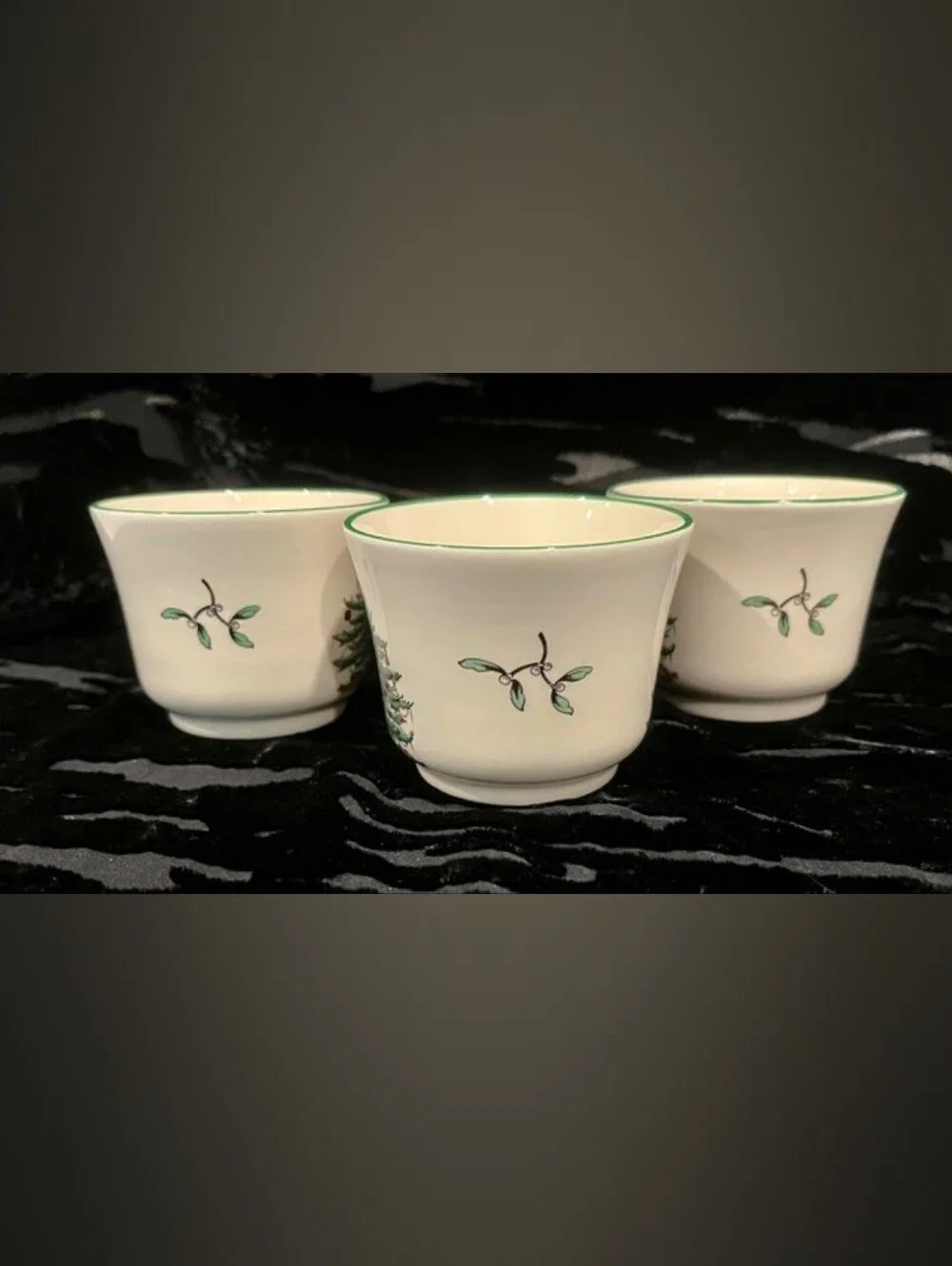 Set Of 3 Vintage Spode Christmas Tree Votive Holders Made In England EUC